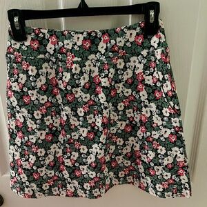 Floral A-Line Skort in Green, White & Pink, Size Small, Fun and Sporty